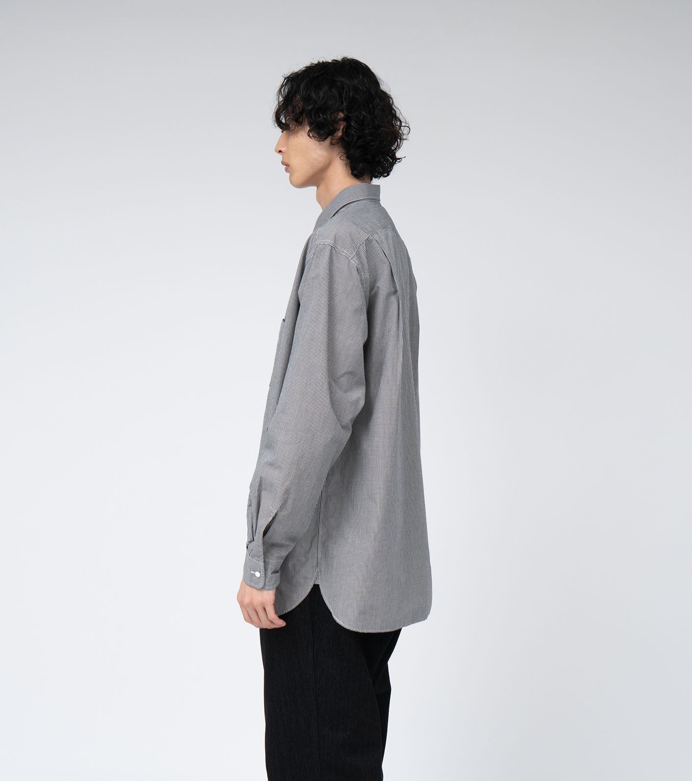 Regular Collar Gingham Check Wind Shirt