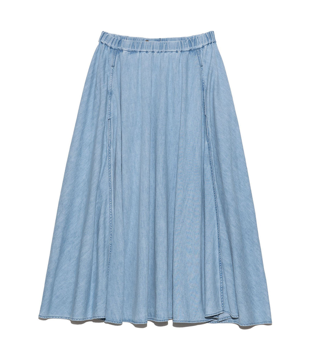 Light Denim Circular Skirt - IB(Indigo Bleach)