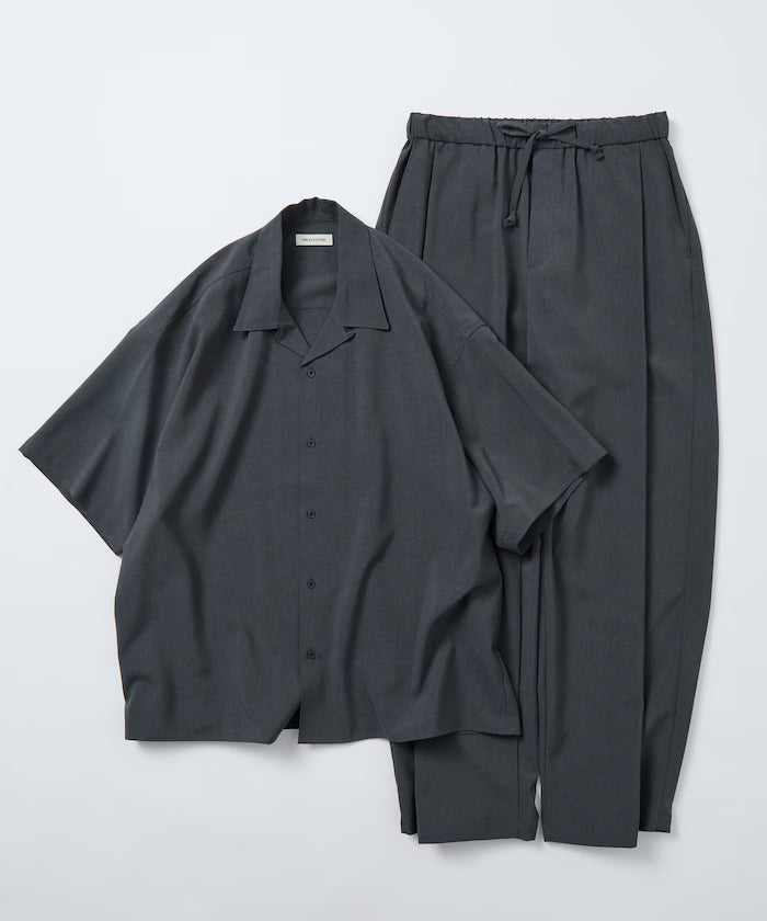 Relaxed Fit Linen Touch Setup/Open Collar Shirt/Wide Slacks [Limited Edition]
