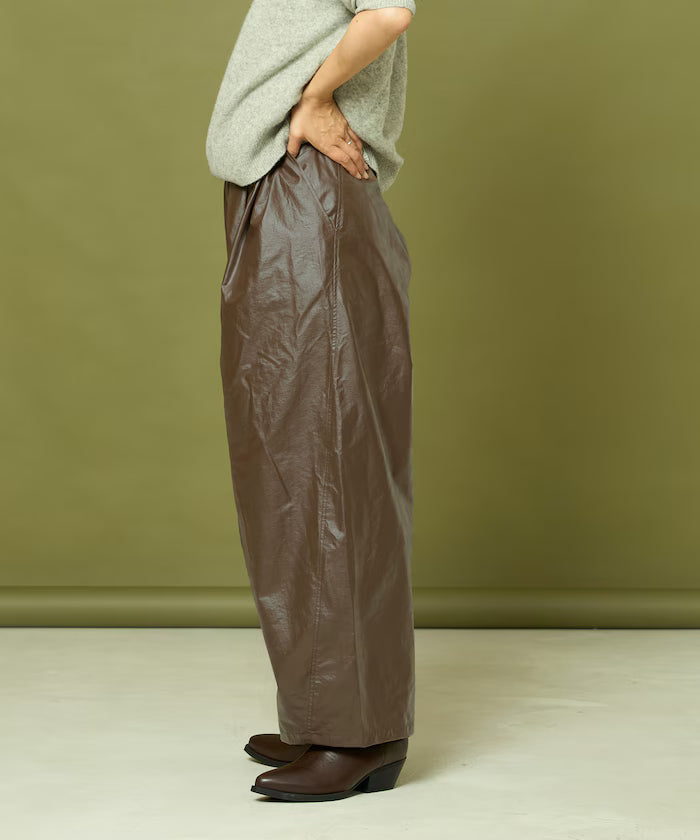 Leatherette Easy Tuck Pants