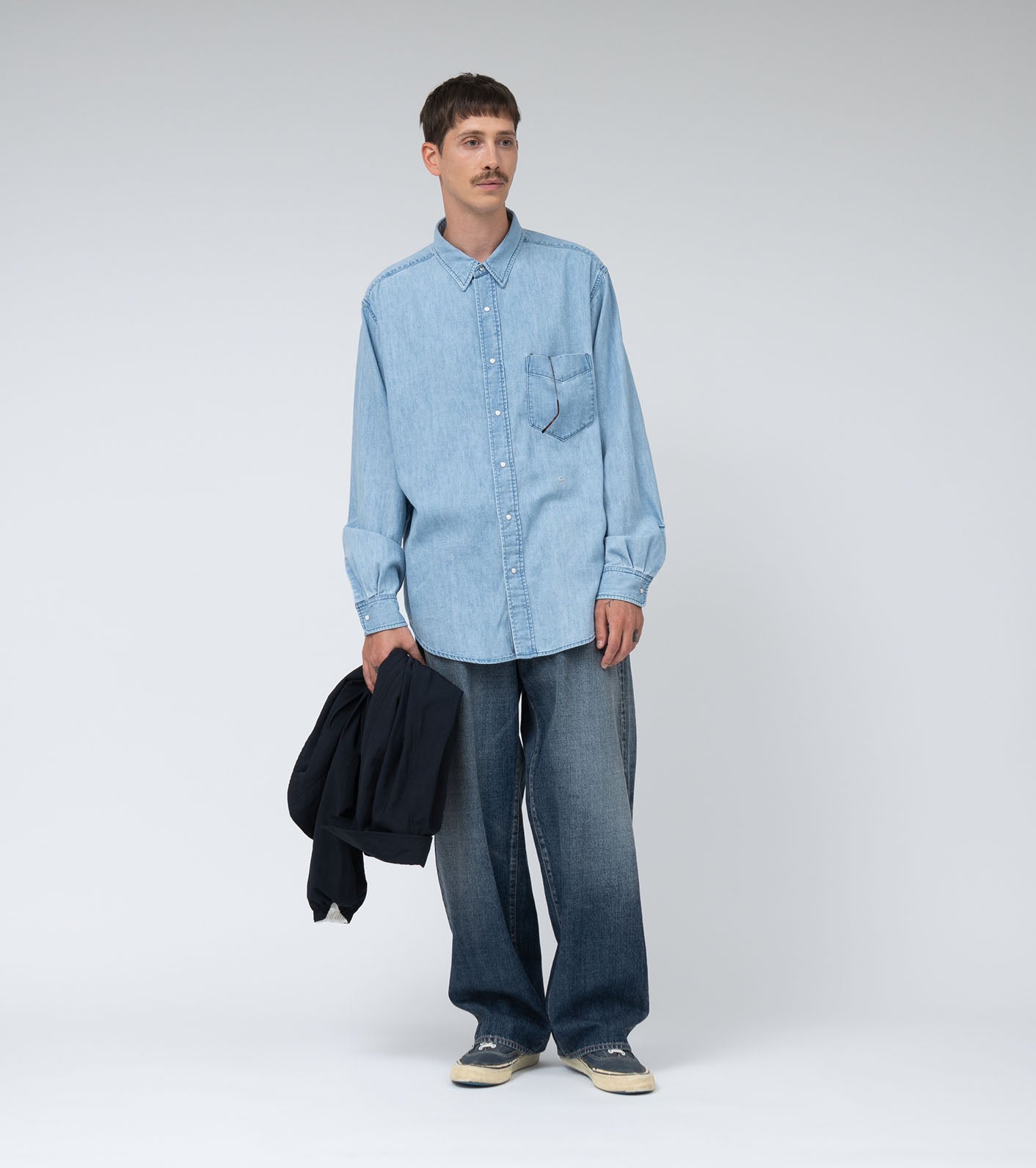 Regular Collar Light Denim Shirt