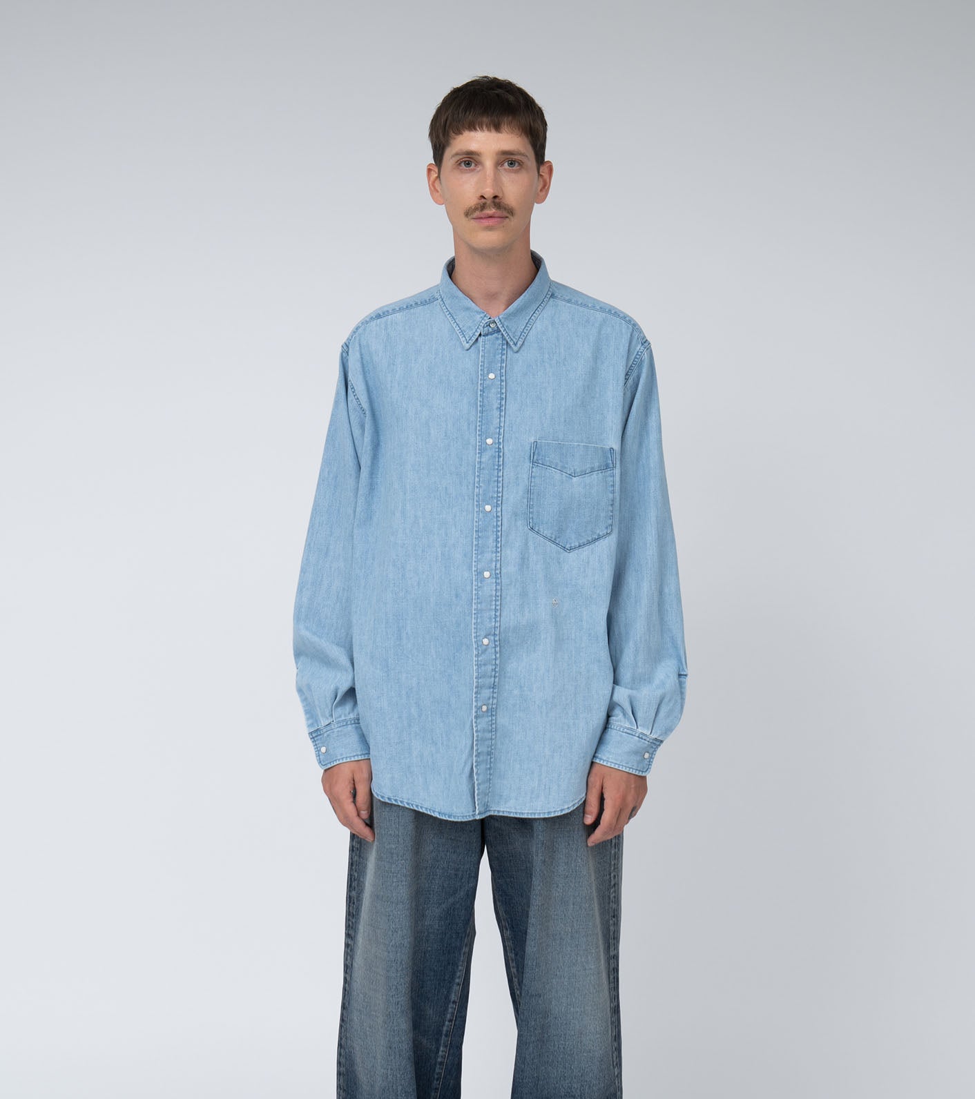 Regular Collar Light Denim Shirt