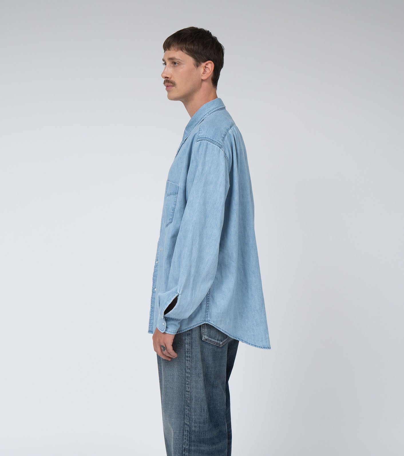 Regular Collar Light Denim Shirt