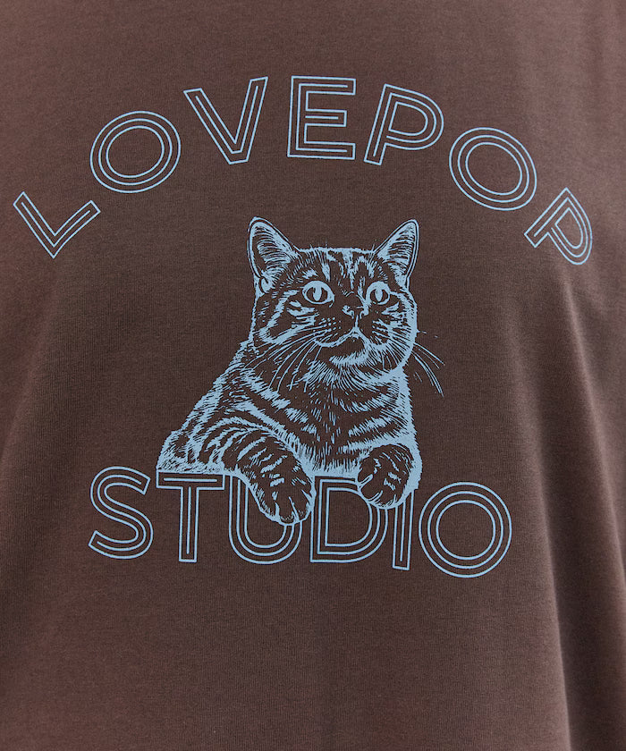 Functional Material Cat Print T-shirt Limited Edition