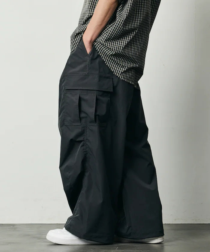 Quick Dry Fabric Wide Silhouette Poly Ripstop Cargo Pants/UV Cut/Quick Dry 【Limited Release】