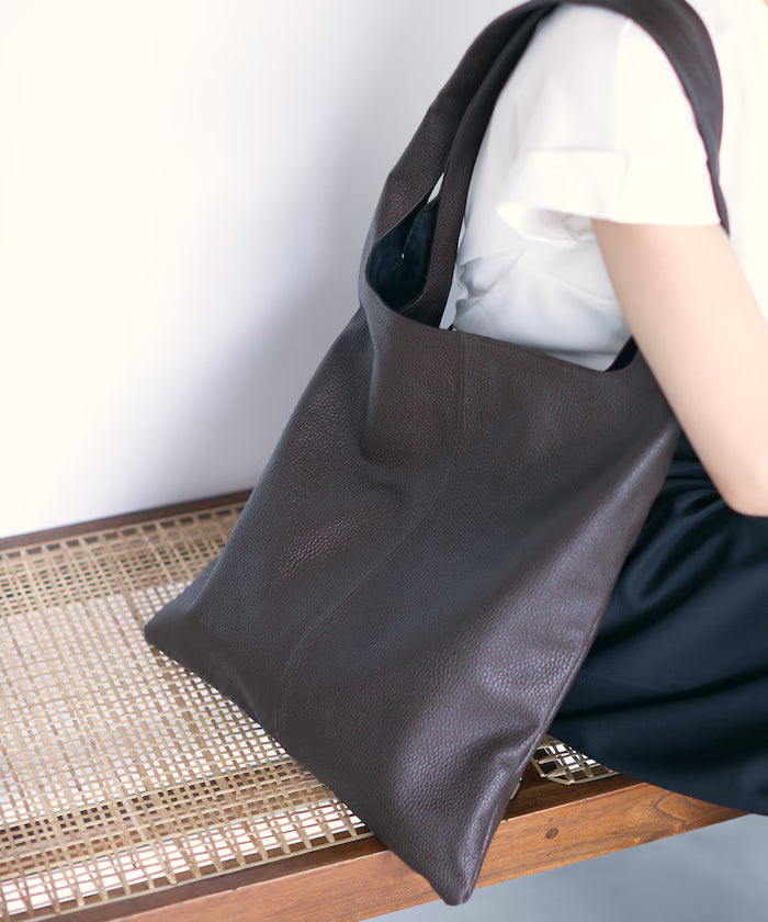 Leather Marche Bag / Leather Marche / Tote Bag / Cowhide / Water-Repellent Leather / A4