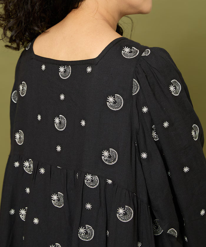 Lame Embroidered Moon & Star Dress