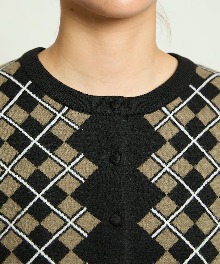Argyle Pattern Jacquard Knit Cardigan Limited Edition
