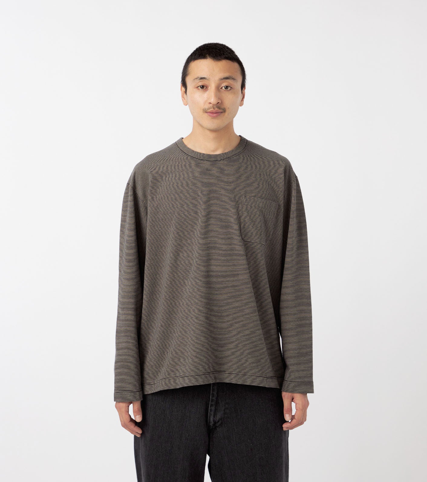 Micro Stripe Pocket L/S Tee