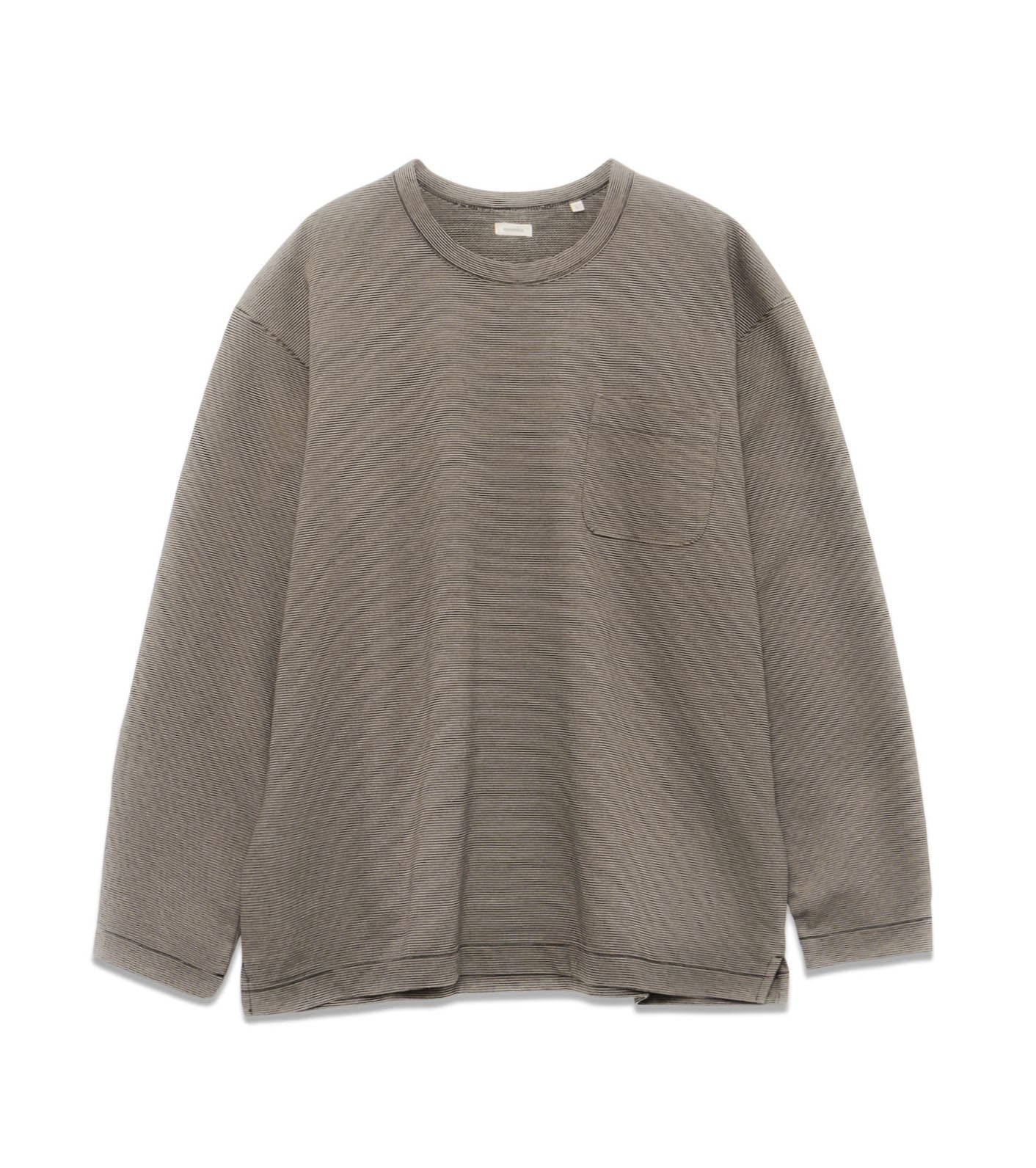 Micro Stripe Pocket L/S Tee - KH(Black x Gray)