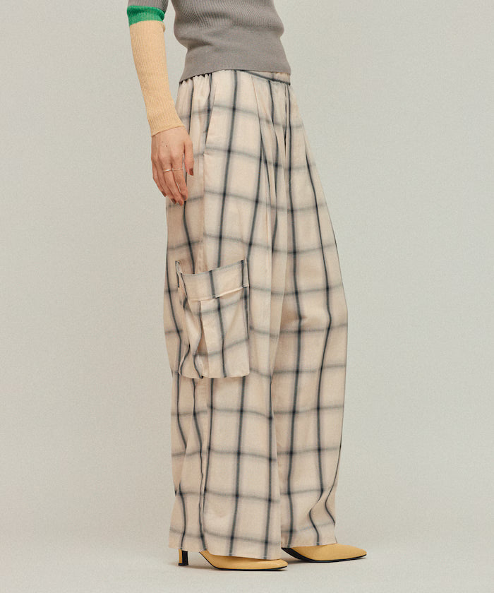 Ombre Check Easy Pants / Patch Pocket Wide Easy Pants