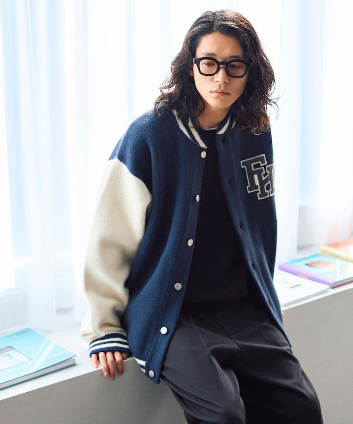 Relaxed Fit Logo Knit Varsity Jacket