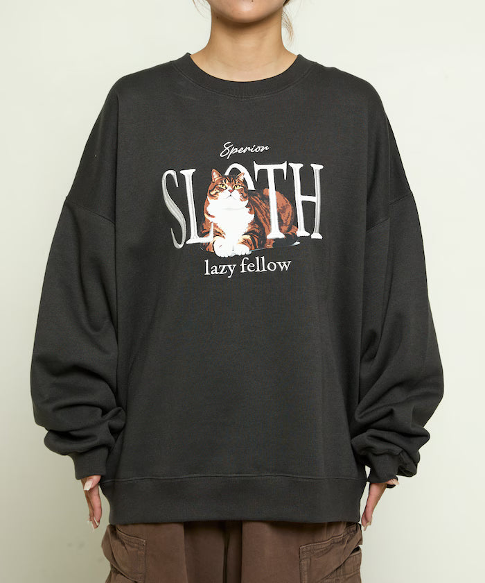 SLOTH Cat Fleece Lined Sweatshirt Limited Edition
