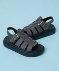 Leatherlet Gurka Sandals / Platform Sole [23=28cm] 【Limited Edition】 - Charcoal Gray