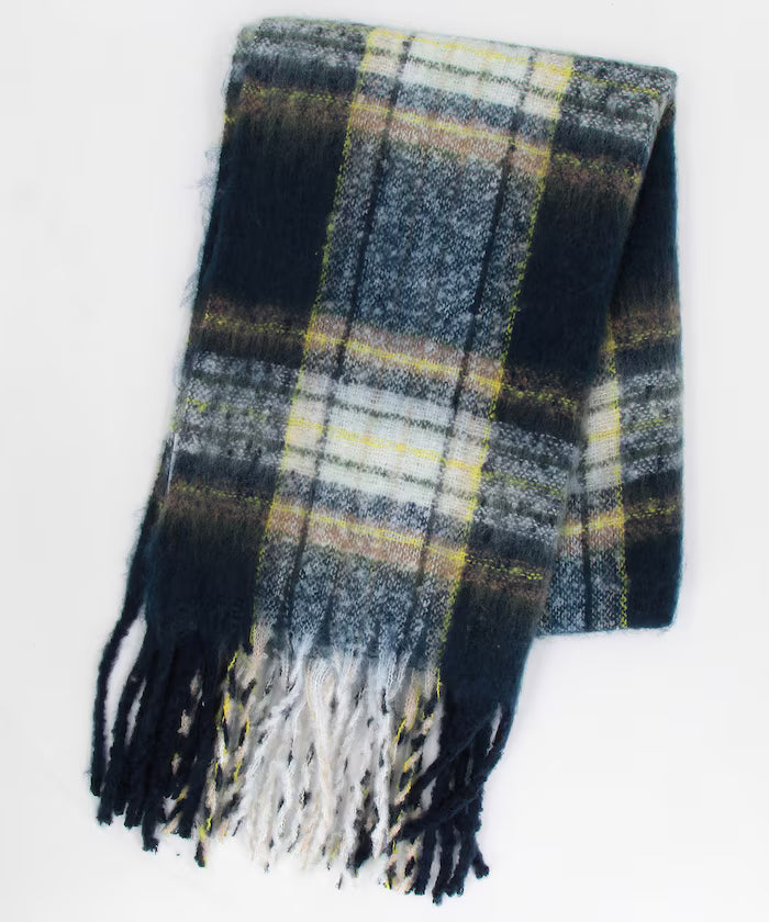 Checkered Volume Scarf - Navy