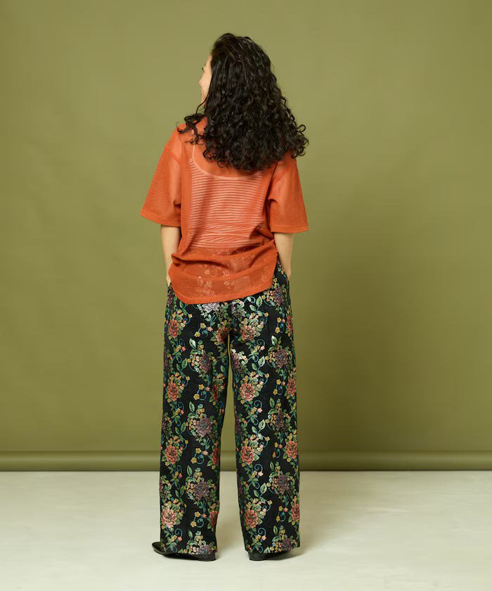 Flower Jacquard Wide Pants