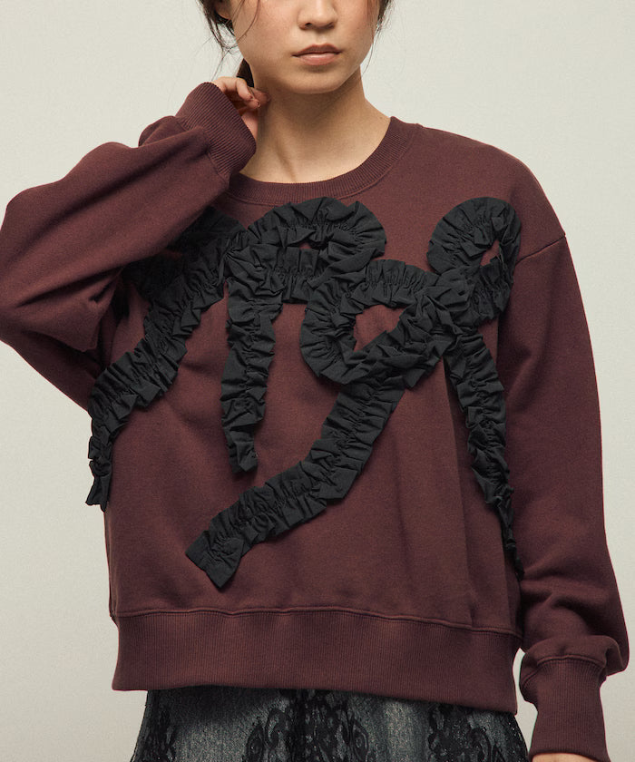 Organic Cotton Gather Ribbon Sweat / Relaxed Fit / French Terry Sweat