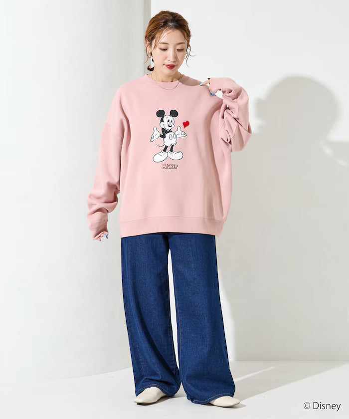DISNEY/Mickey Mouse/Custom Crew Neck Printed Sweatshirt/Heart [Limited Edition]