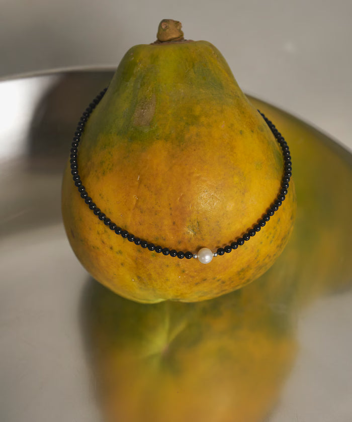 【April 1st, 12:00 release】SILVER925 onyx natural stone necklace - Silver