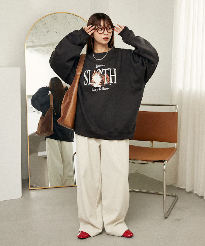 SLOTH Cat Fleece Lined Sweatshirt Limited Edition