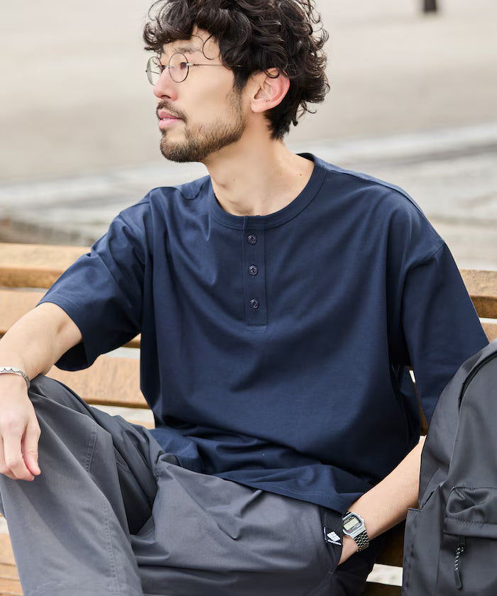 STORATECH/Stratech Lightweight Henley Neck T-Shirt/Antibacterial/Odor Resistant/Antimicrobial/UV Cut/Contact Cooling/Dry Fast 【Limited Edition】