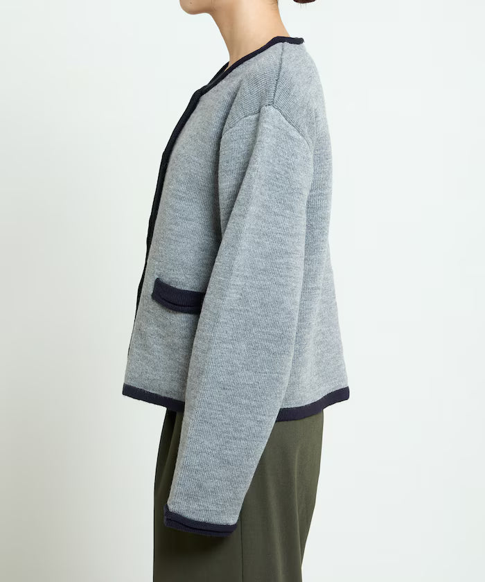 No Collar Jacket Style Knit Cardigan Limited Edition