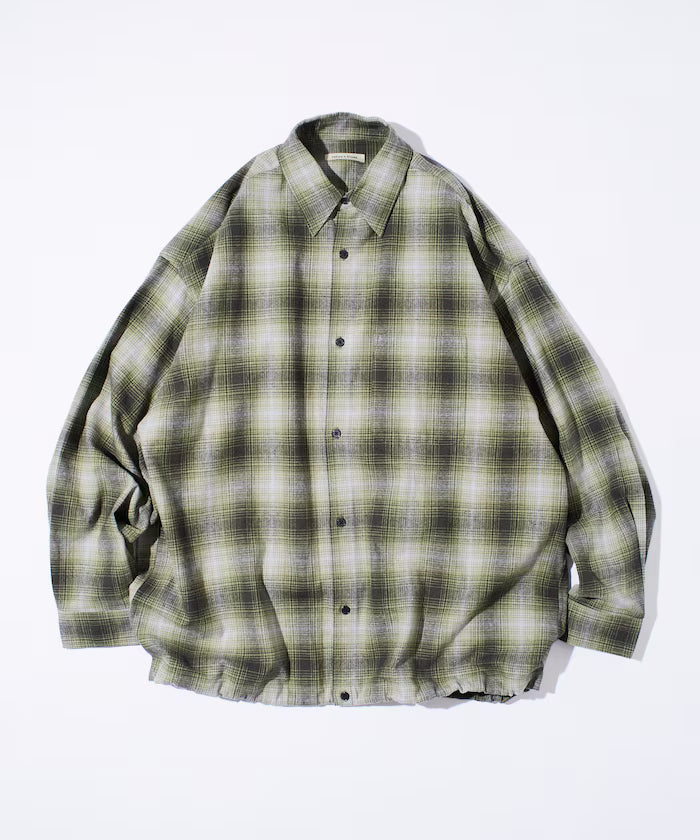 Wide Silhouette Ombre Check Spindle Shirt [Limited Edition] - Olive
