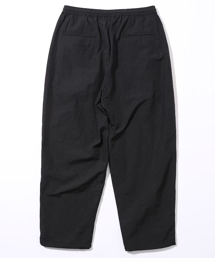 Wide Straight Nylon Track Pants / Tapered Silhouette Easy Nylon Pants