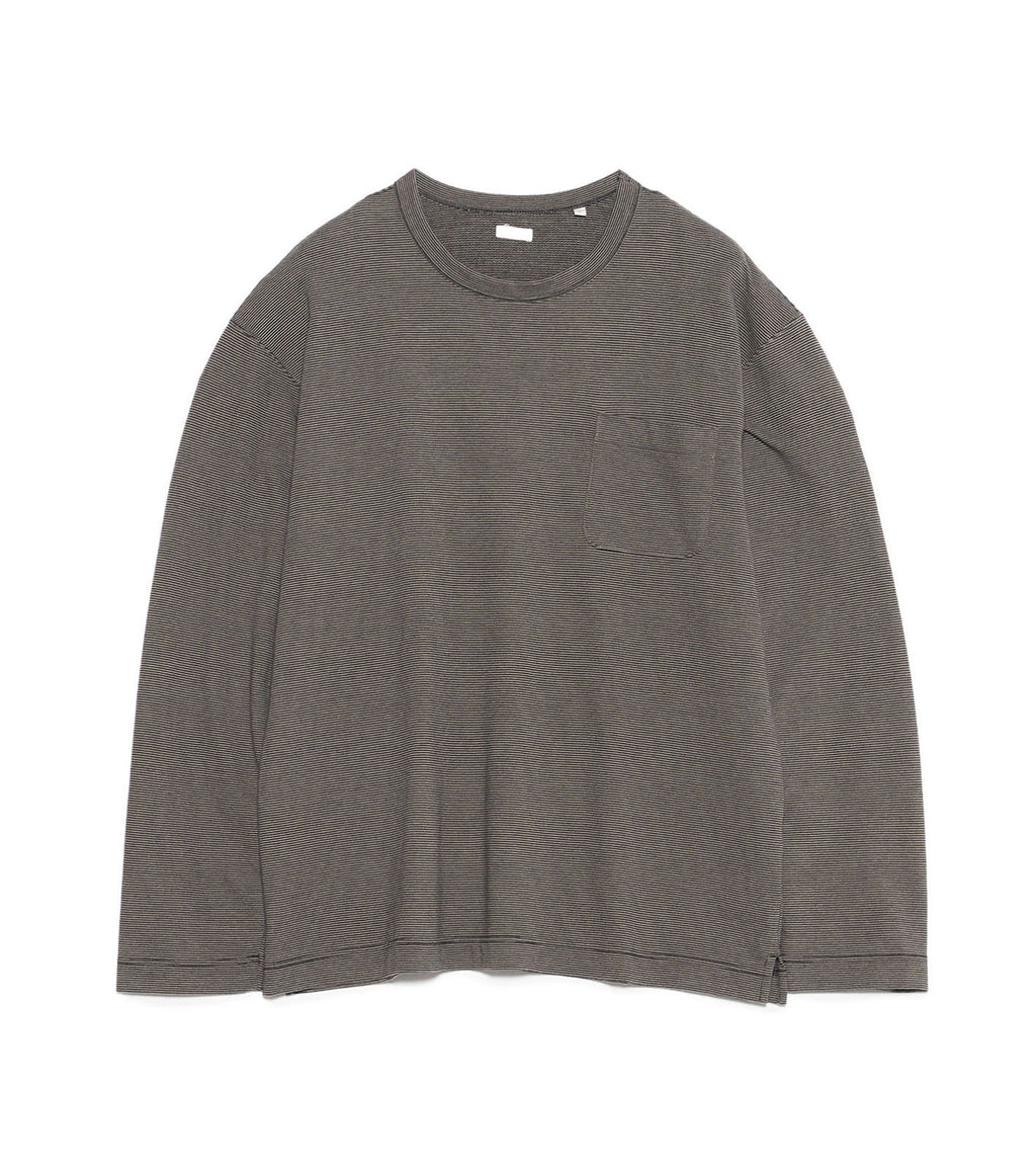 Micro Stripe Pocket L/S Tee - KH(Black x Gray)