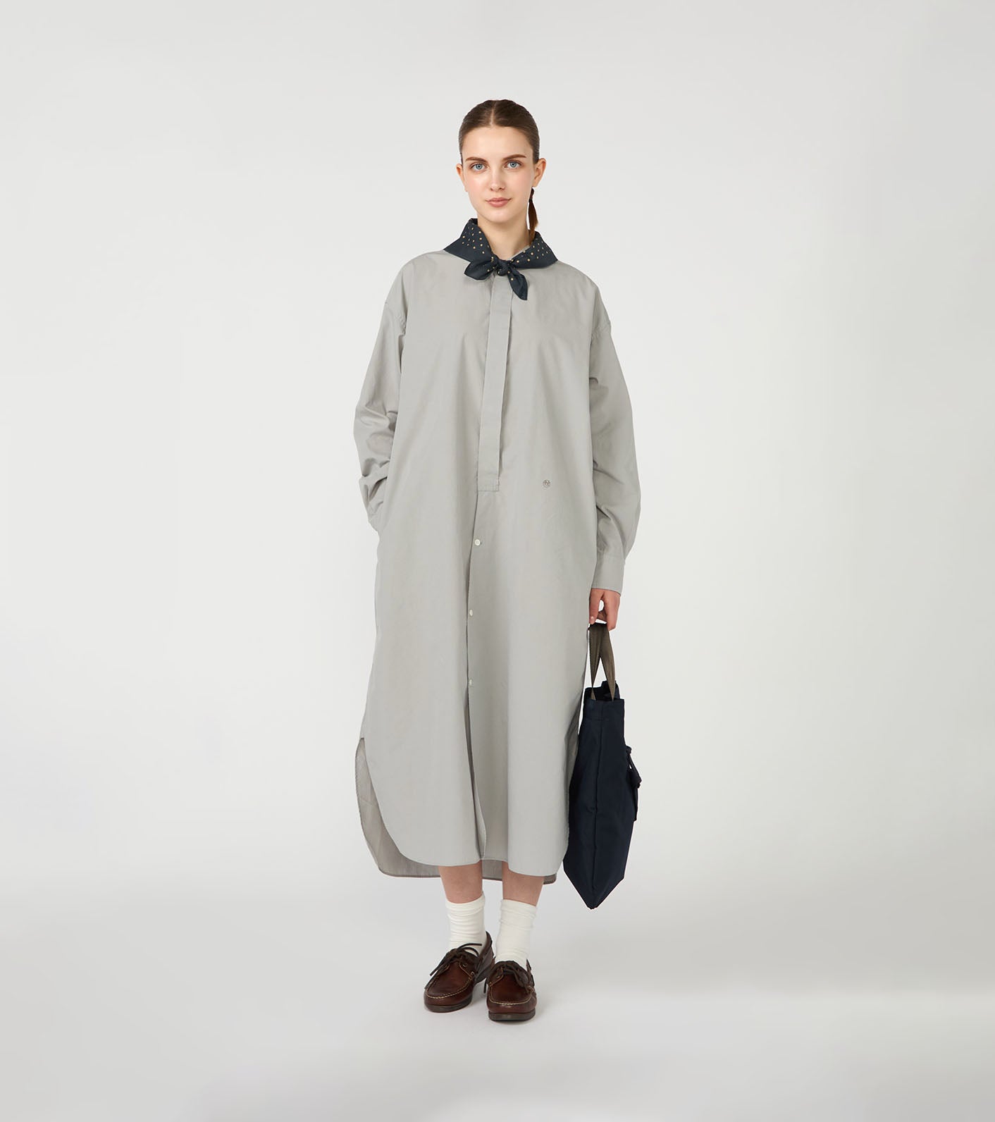 Band Collar Wind Shirt Dress