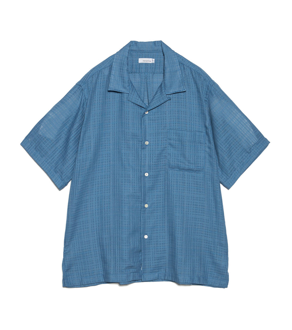 Open Collar Panama S/S Shirt - SX(Sax)