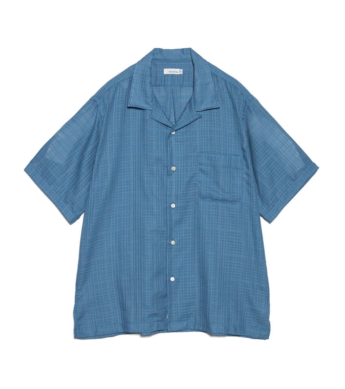 Open Collar Panama S/S Shirt - SX(Sax)