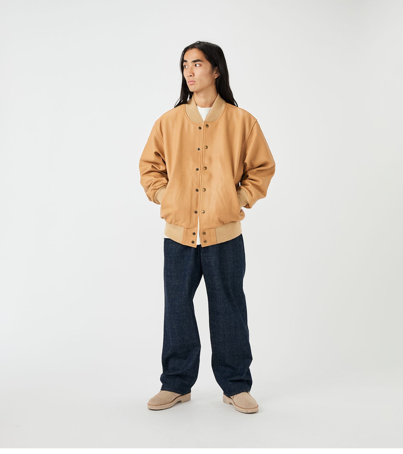 nanamica Exclusive Leather Varsity Jacket