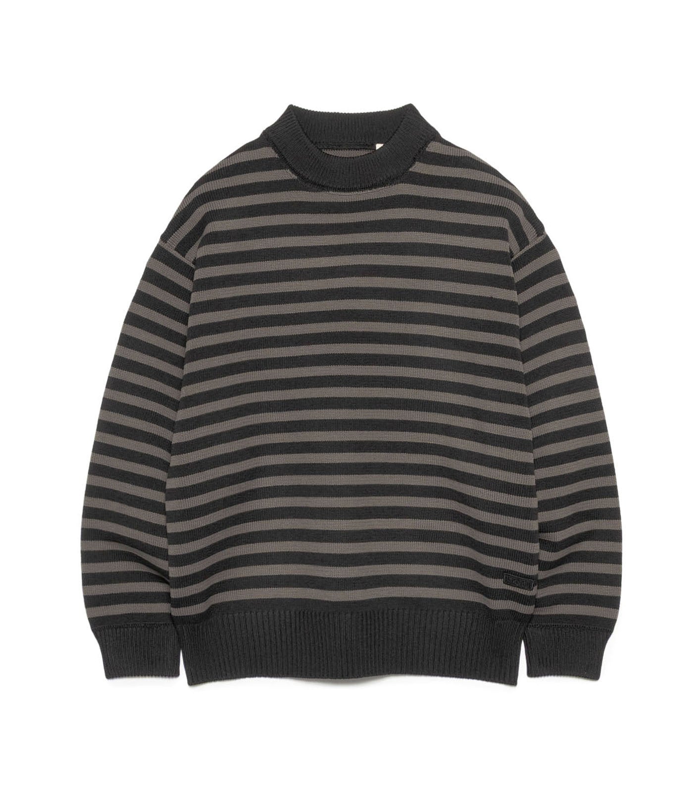 Mock Neck Stripe Sweater - K(Black)