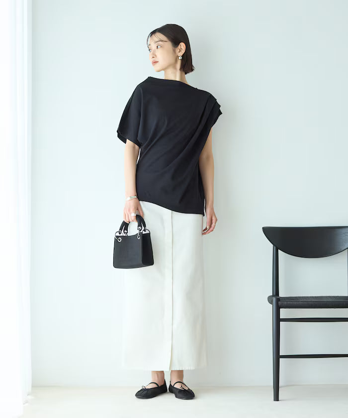 Organic Cotton Asymmetrical Draped Top