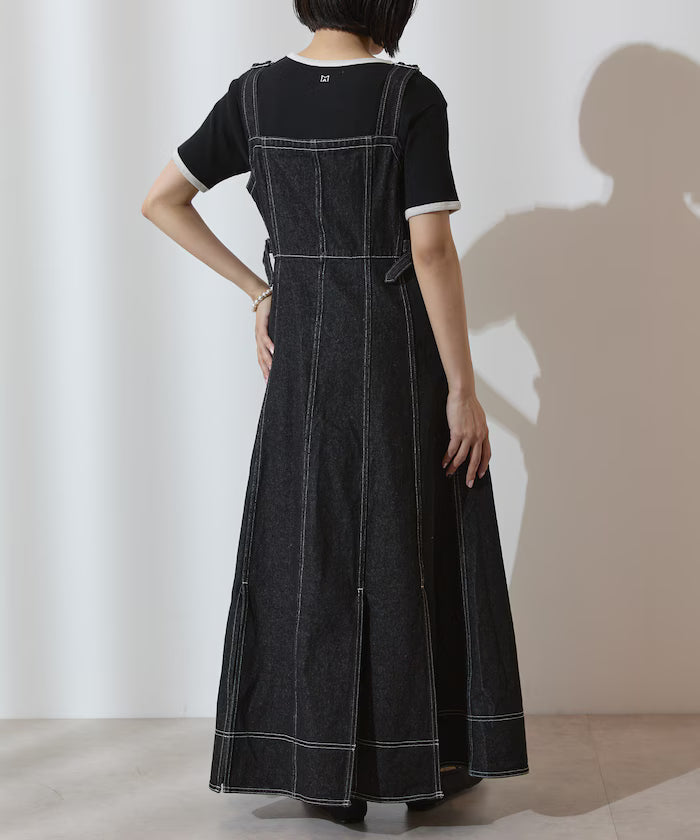 Denim Mermaid Dress / A-Line Slit Denim Overall Dress / Jumper Skirt