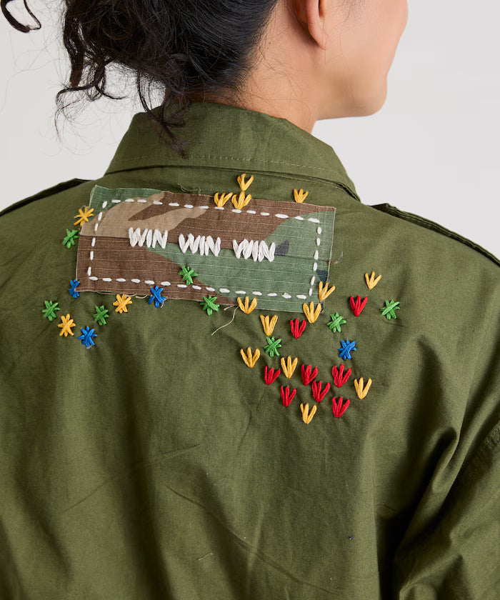 Vintage Hand-Stitch Remake Military Shirt Plain