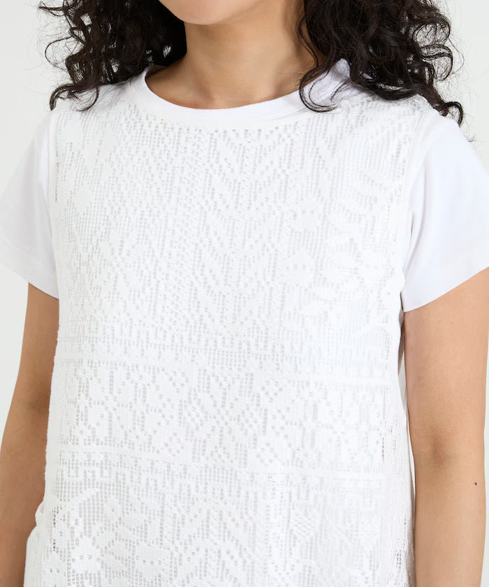 2WAY Lace Tiered Sleeveless Dress