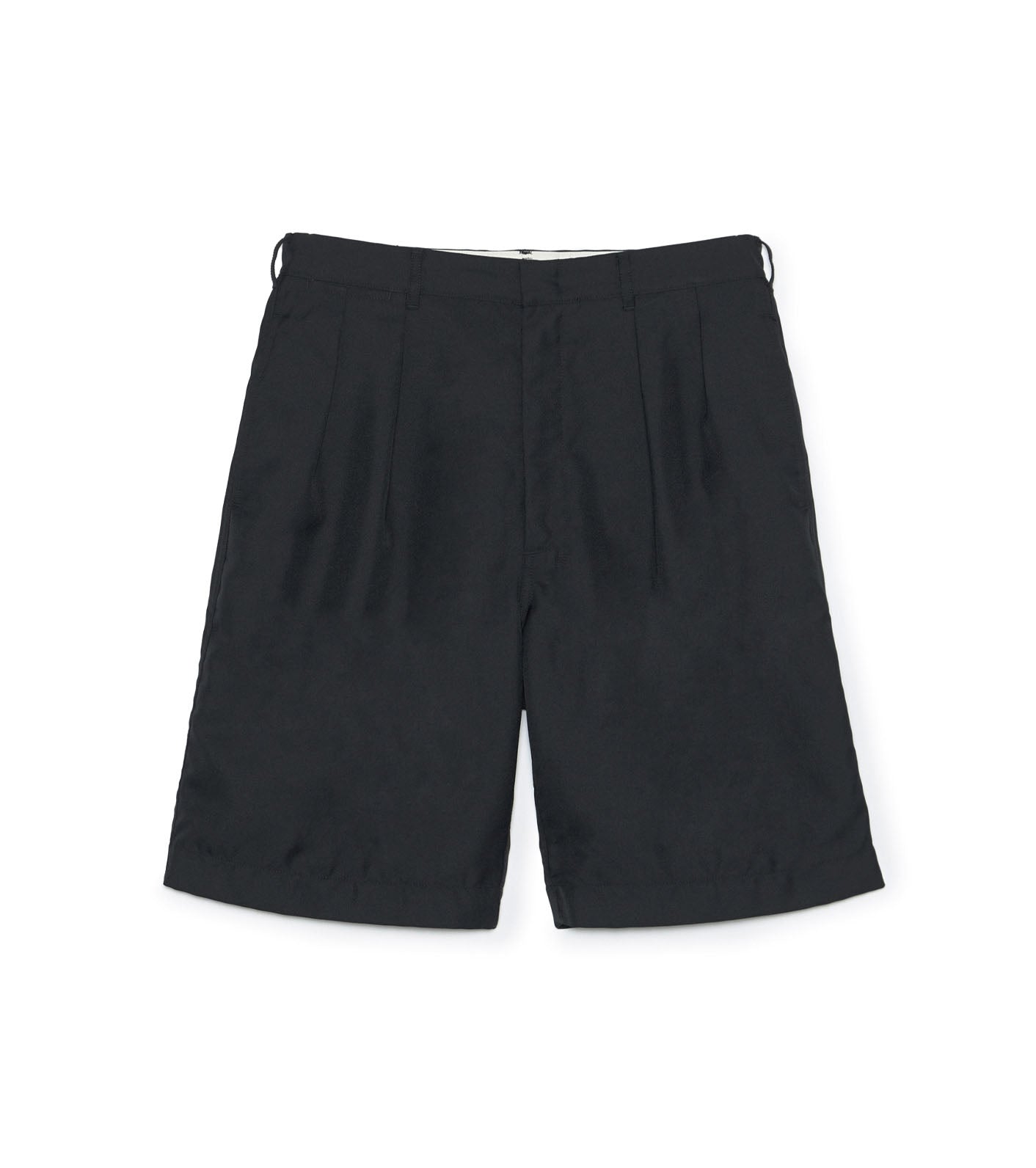 Polyester Twill Double Pleated Shorts - K(Black)