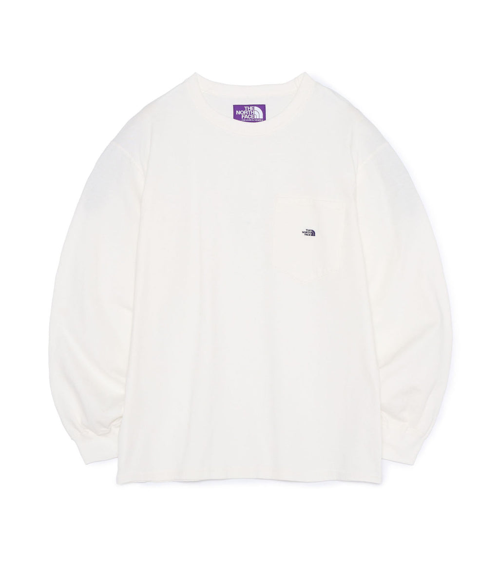 8oz Field Long Sleeve Pocket Tee - OP(Off White x Purple)