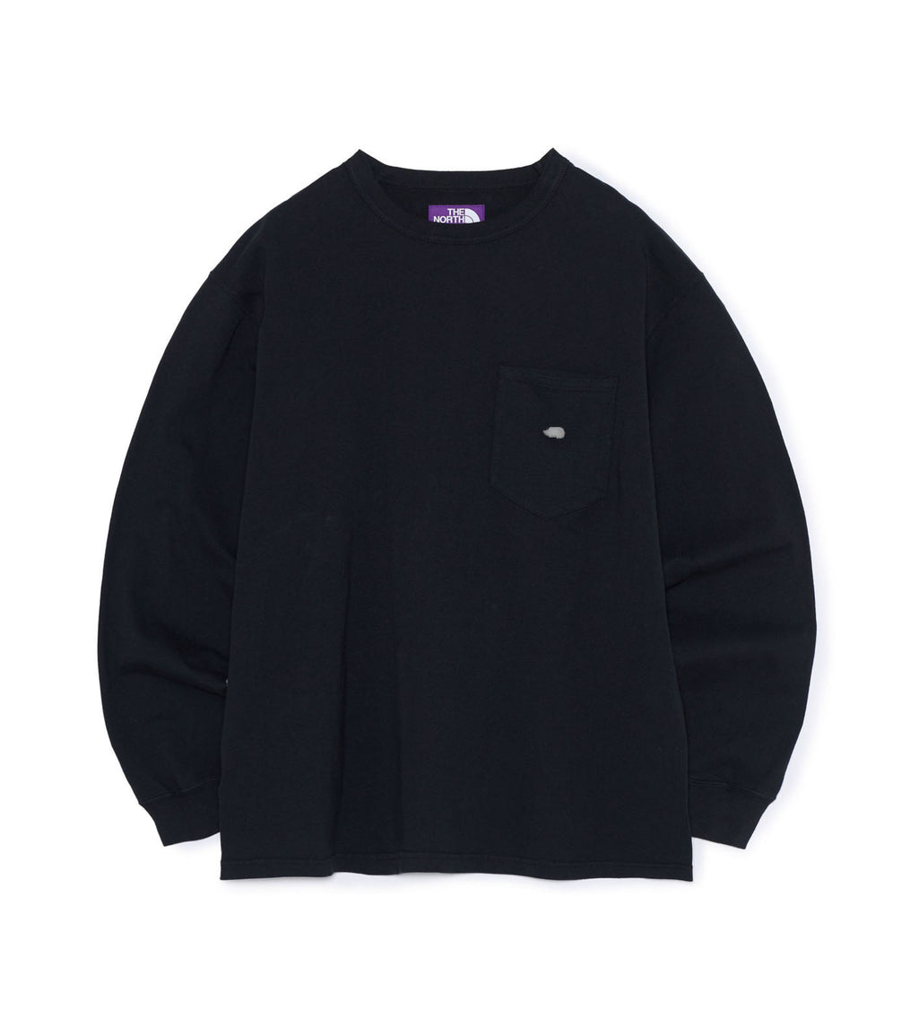 8oz Field Long Sleeve Pocket Tee - KO(Black x Off White)