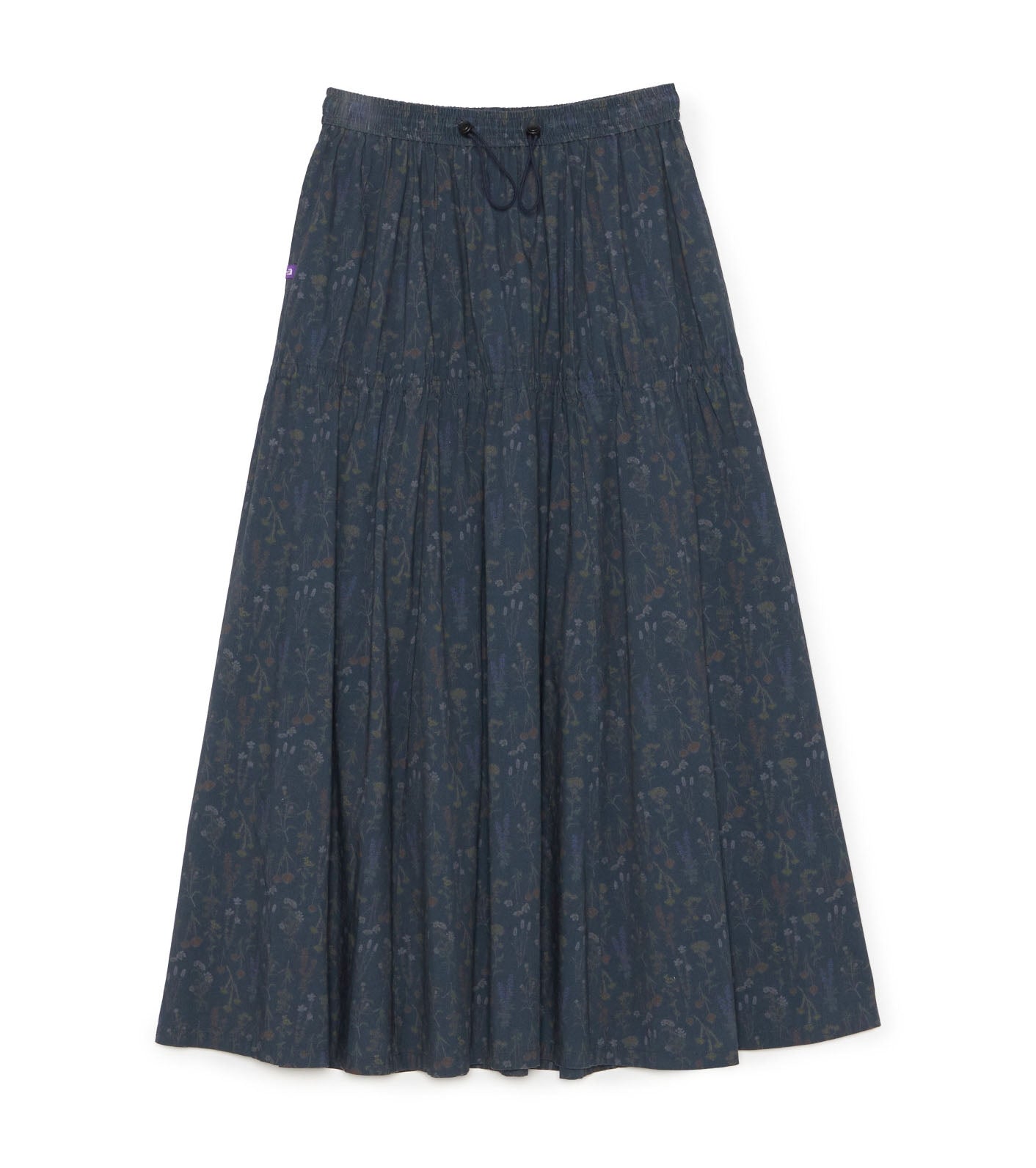Flower Printed Field Tiered Skirt - DN(Dark Navy)