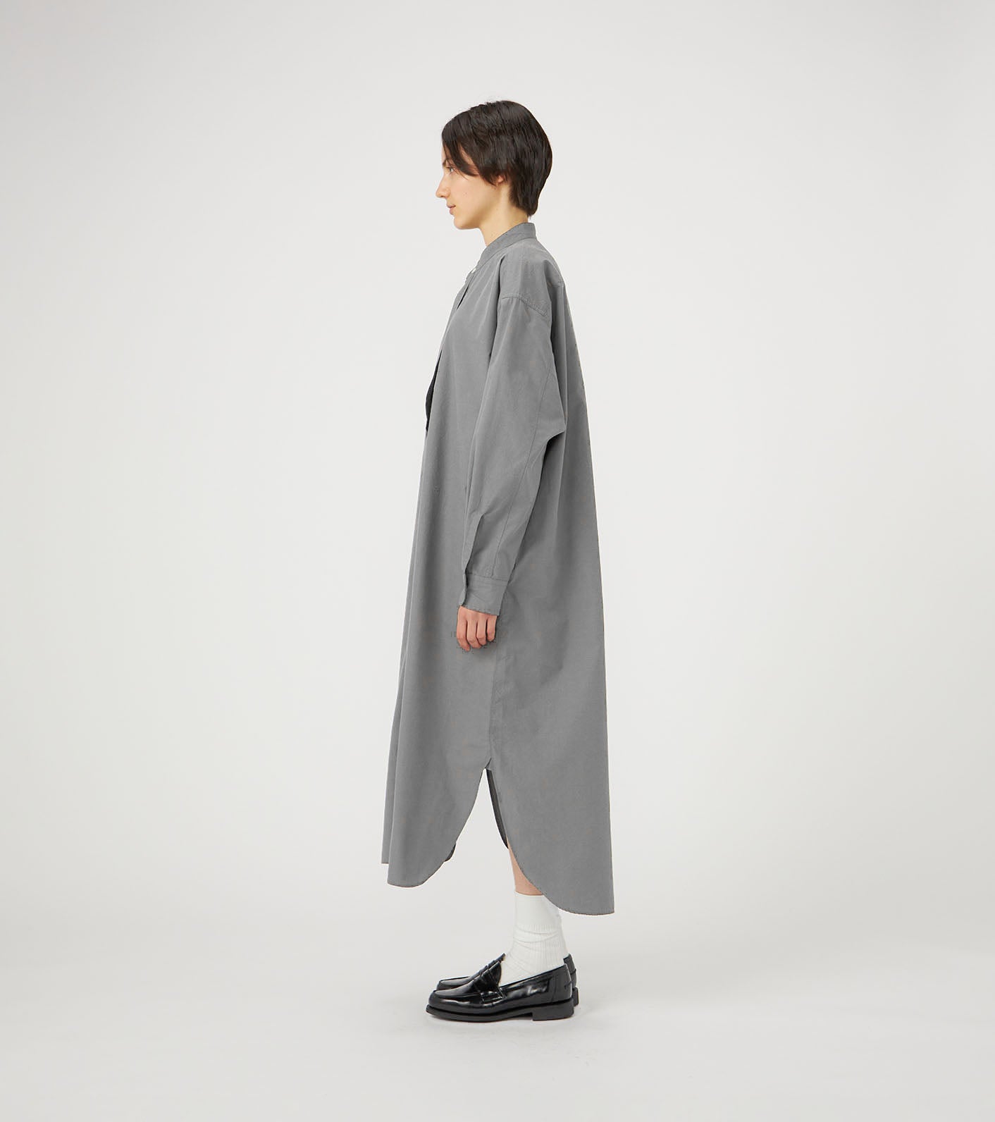 Band Collar Wind Shirt Dress