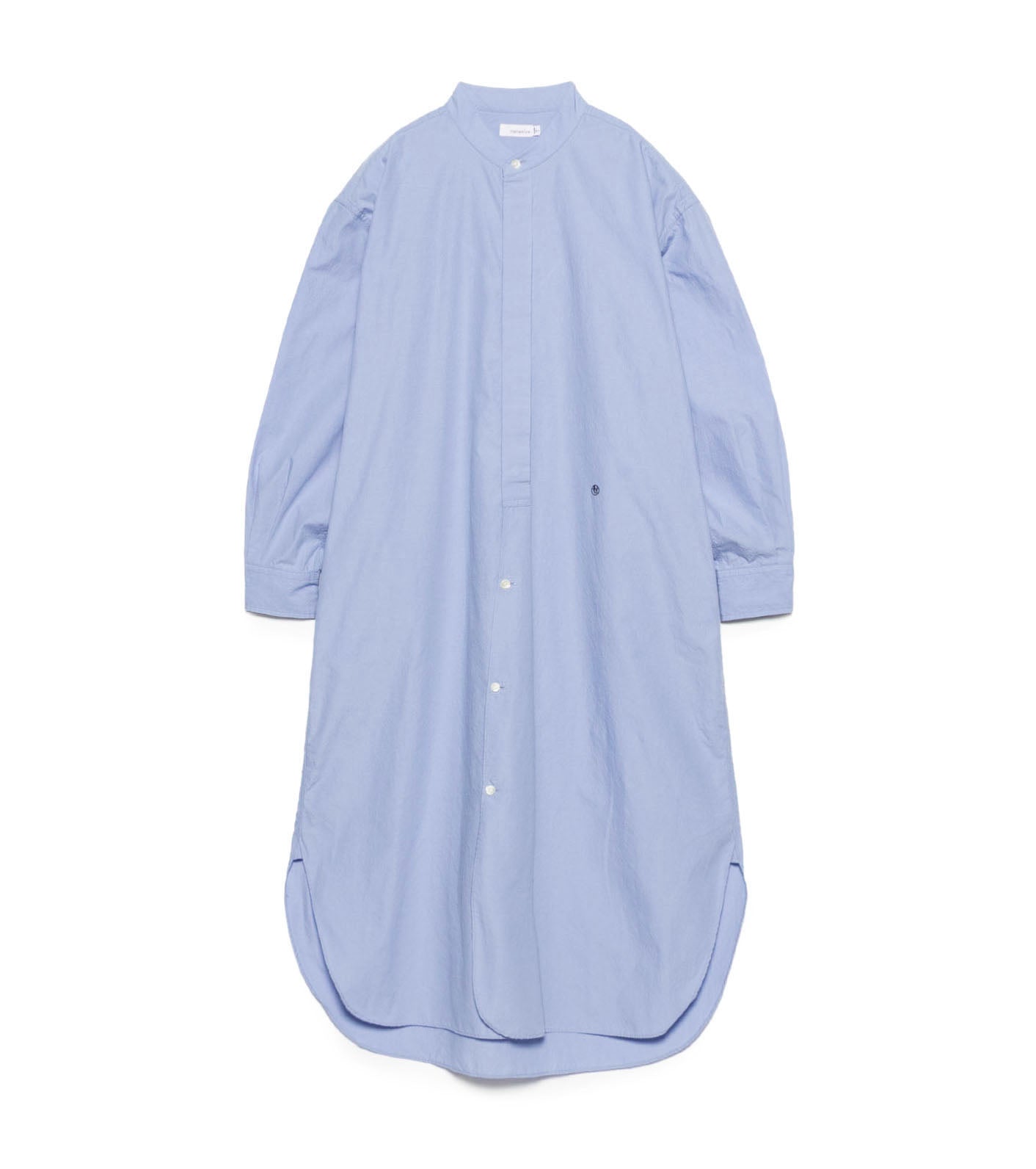 Band Collar Wind Shirt Dress - SX(Sax)