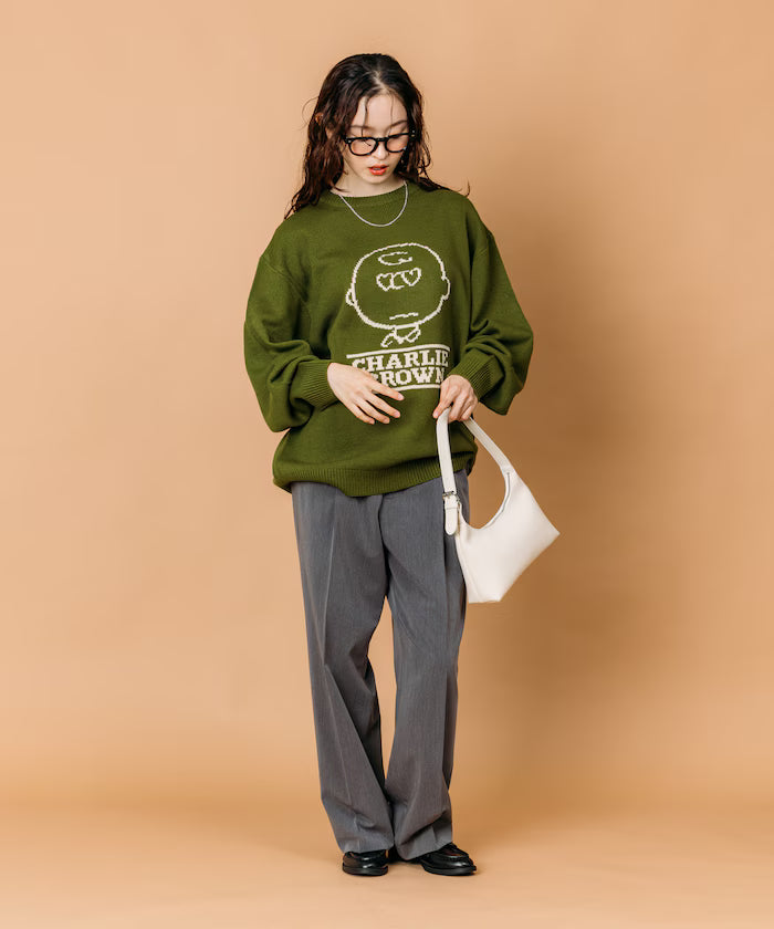 PEANUTS/Peanuts Exclusive Relaxed Fit Jacquard Crewneck Knit / Charlie Brown [Limited Edition]