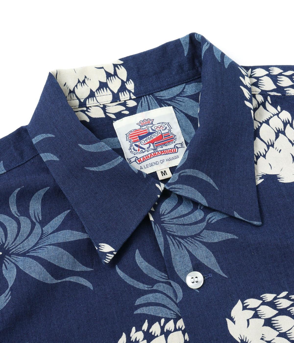 DUKE KAHANAMOKU INDIGO COTTON HAWAIIAN SHIRT “DUKE'S PINEAPPLE”
