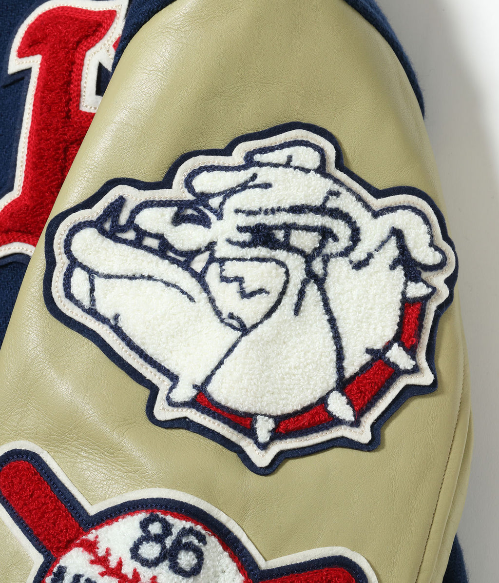 30oz. WOOL MELTON AWARD JACKET “BULLDOGS” (NAVY)