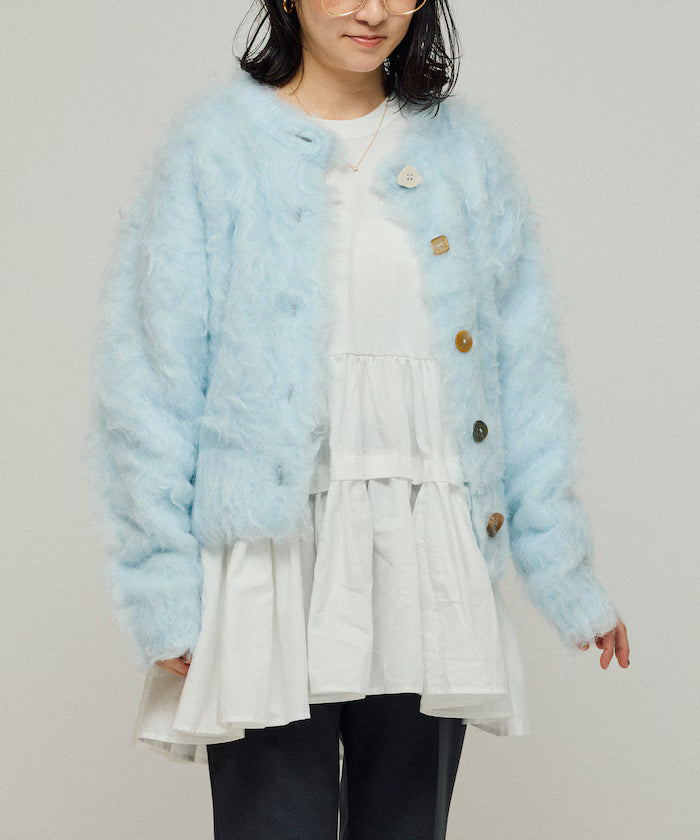Variation Button Shaggy Knit Cardigan