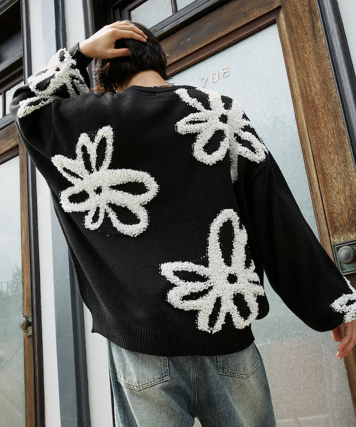 Boucle Flower Pattern Pullover Knit [Limited Edition]