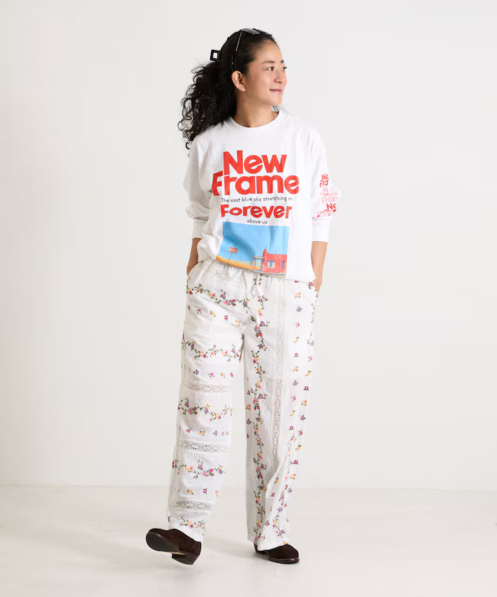 Dobby Floral Embroidery x Lace Pants